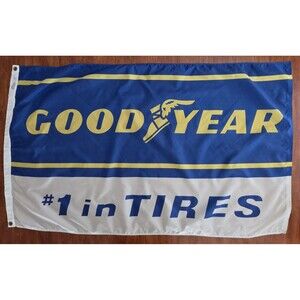 58x34 Goodyear #1 In Tires Logo F1 Nascar Racing Flag Banner Nyl-Glo Annin USA